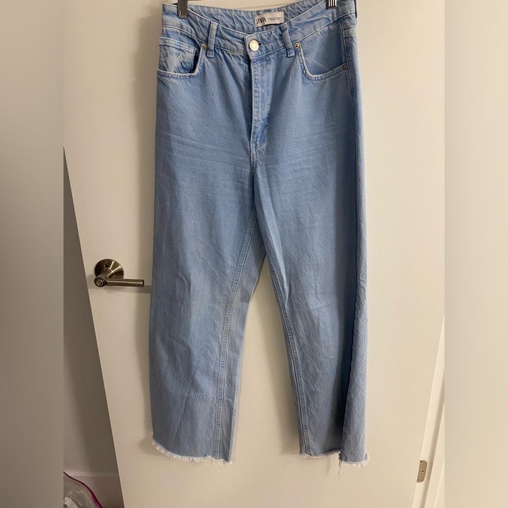 Zara light blue straight leg jeans